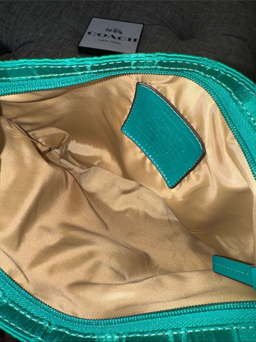 Coach Bag Getaway Green Blue Colorblock  Signature Logo Jacquard Crossbody Bag - Picture 11 of 17